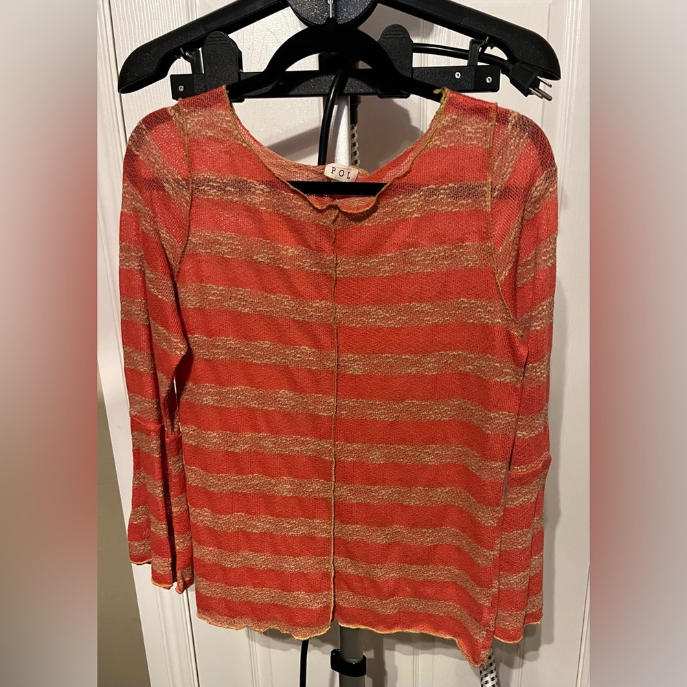 POL Orange and Gold Stripe Lightweight Top